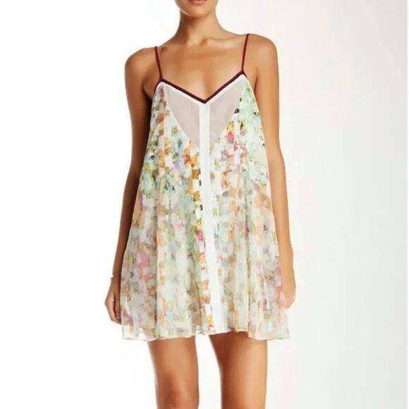 Elizabeth and James Linda Silk Abstract Cami Slip Mini Dress Small - Picture 1 of 9